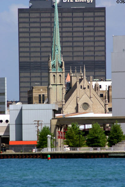 Fort Street Presbyterian Church (1877) (81 m 265 ft) (631 West Fort St.). Detroit, MI. Style: Gothic Revival. Architect: Octavius & Albert Jordan.