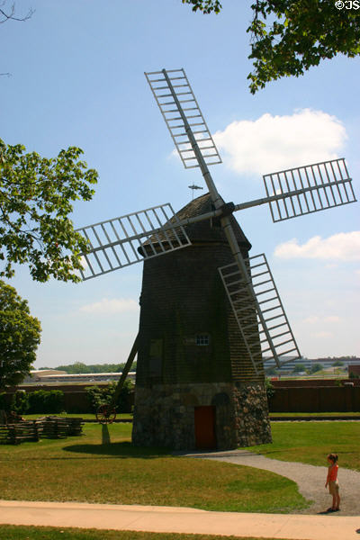 Farris Windmill (mid 1600s) said to be oldest windmill in America, moved from Cape Cod, MA to Greenfield Village. Dearborn, MI.