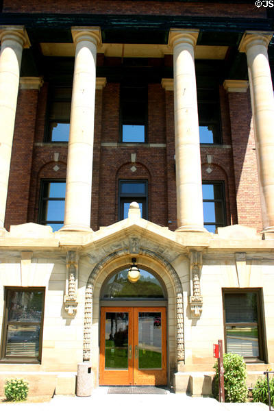 Portico of Hillsdale City Hall. Hillsdale, MI.