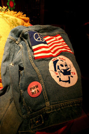 Vietnam protest patches on denim jacket in Gerald R. Ford Presidential Museum. Grand Rapids, MI.