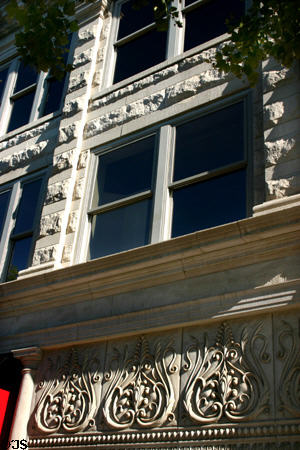 Typical architectural embellishment of 8th Street shop front. Holland, MI.
