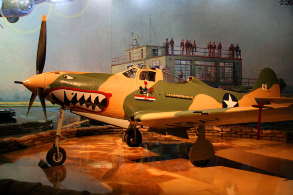 Bell P39-Q Airacobra (c1941-45) with battle paint job at Air Zoo. Kalamazoo, MI.