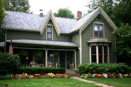 Smith-Carrel house (1868-9) (413 N Kalamazoo Rd.) with lacey bargeboards. Marshall, MI. Style: Gothic Revival.