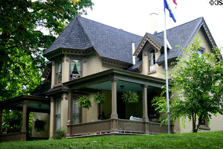 Church-Frink-Mees house (1855) (311 N Grand St.) after pattern book design by Andrew Jackson Downing. Marshall, MI. Style: Gothic Revival.