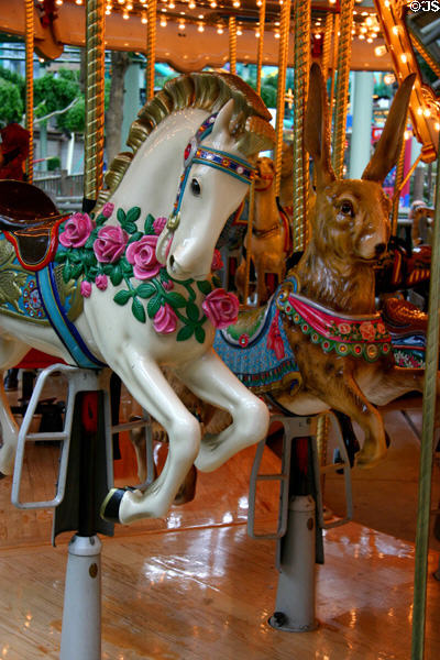 Horse & rabbit on carousel in Mall of America. Minneapolis, MN.