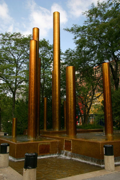 Fountain & columns in park on Nicollet Mall. Minneapolis, MN.