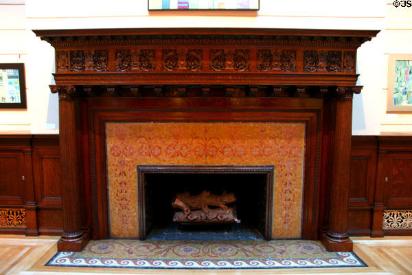 Picture gallery fireplace in James J. Hill House. St. Paul, MN.