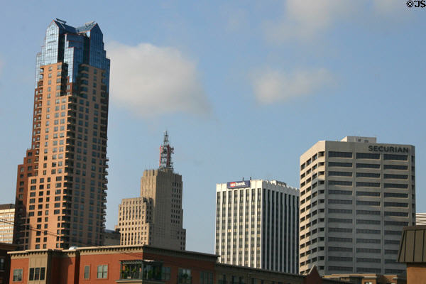 Jackson Tower, First National Bank Building, US Bank Center & The 400 (Securian) Building. St. Paul, MN.