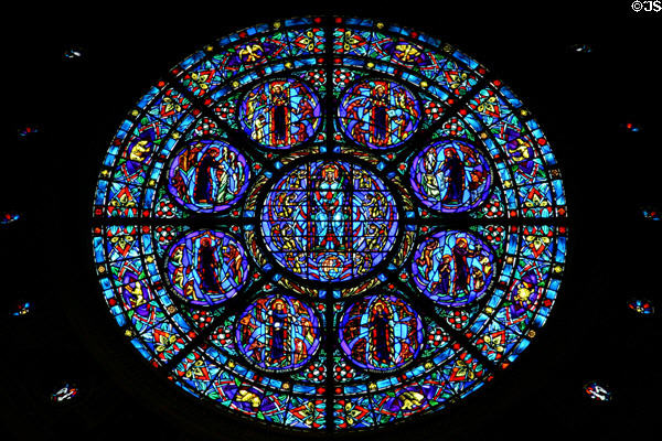 Rose window of Saints martyred in the conversion of American Indians at Cathedral of Saint Paul. St. Paul, MN.