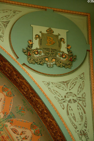 Corner decorations with B in National Farmer's Bank. Owatonna, MN.