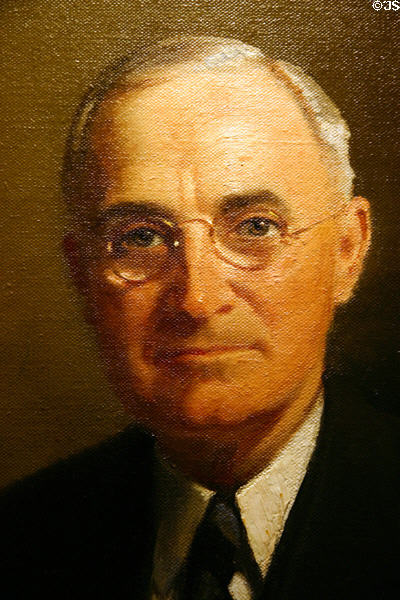 Detail of portrait of Harry S. Truman (1946) by Frank O. Salisbury at Presidential Museum. Independence, MO.