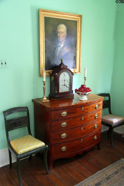 Chest of drawers & clock at General Daniel Bissell House. St. Louis, MO.