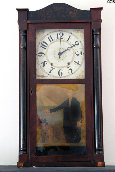 Mantle clock with painting of George Washington at General Daniel Bissell House. St. Louis, MO.