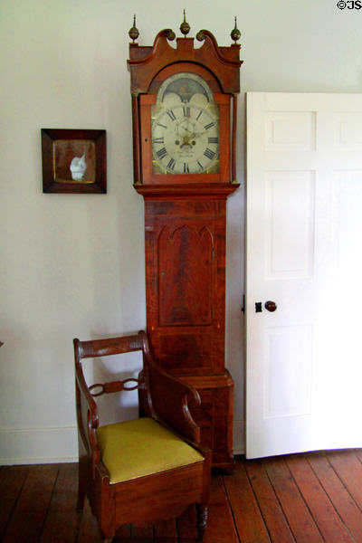 Tall clock by Geo Slater, Burslem & chair at General Daniel Bissell House. St. Louis, MO.