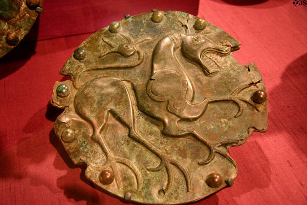 Bronze Italic shield with dragon (7th-6thC BCE) at St. Louis Art Museum. St Louis, MO.
