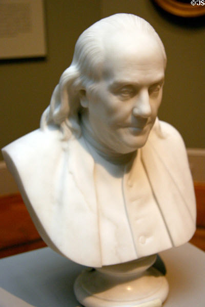 Bust of Benjamin Franklin (c1850-73) by Hiram Powers at St. Louis Art Museum. St Louis, MO.