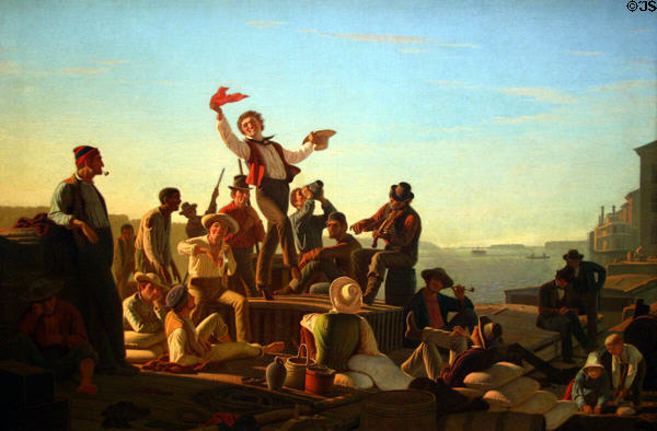 Jolly Flatboatmen in Port (1857) by George Caleb Bingham at St. Louis Art Museum. St Louis, MO.