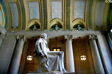 Statue of Thomas Jefferson (1913) by Karl Bitter in arched hall of Missouri History Museum. St Louis, MO.
