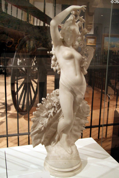 Aurora marble sculpture c1903 by F. Saul exhibited in Italian Marble Exhibit section of Palace of Manufacturers at St Louis World's Fair (1904) at Missouri History Museum. St. Louis, MO.
