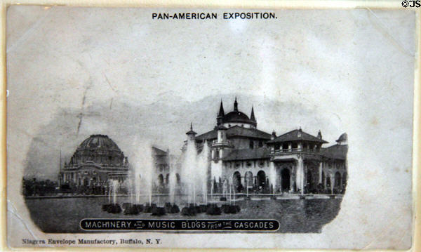 Post Card of Buffalo's Pan-American Exposition (1901) Machinery & Music Buildings at Missouri History Museum. St Louis, MO.