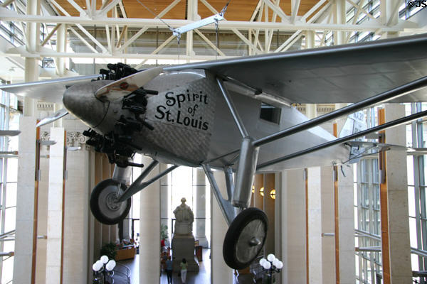 Replica of Charles Lindbergh's Spirit of St. Louis modified from a (c1928) original sister plane by Ryan Airlines at Missouri History Museum. St Louis, MO.