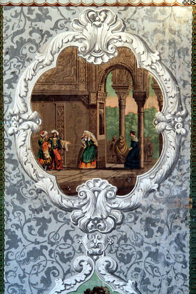 Image of Turkish scene on folding screen at Campbell House Museum. St. Louis, MO.