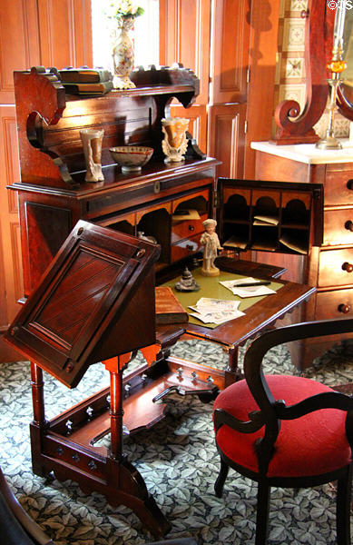 Swing open desk in Mrs. Kyle's bedroom at Campbell House Museum. St. Louis, MO.