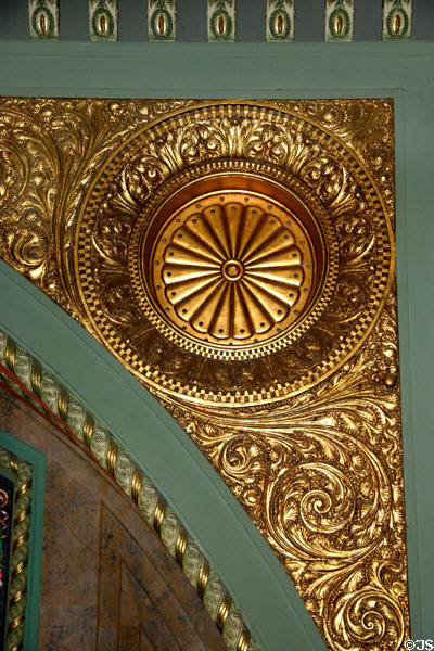 Gilded decoration detail of waiting hall of St. Louis Union Station. St Louis, MO.