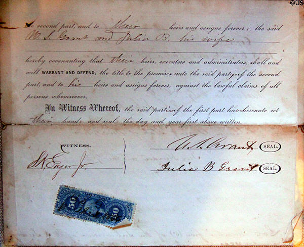 Title deed (1866) to Grants' property at Ulysses S. Grant NHS. St. Louis, MO.