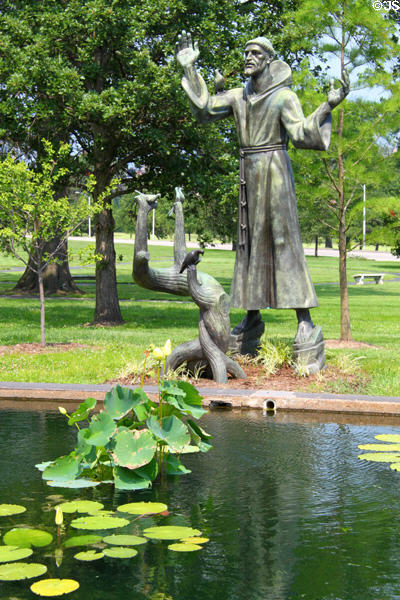 St Francis statue outside Jewel Box in Forest Park. St. Louis, MO.