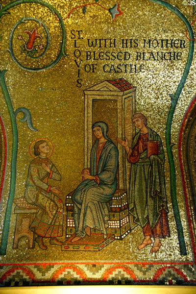 Saint Louis with his mother blessed Blanche of Castile mosaic at St Louis Cathedral. St Louis, MO.