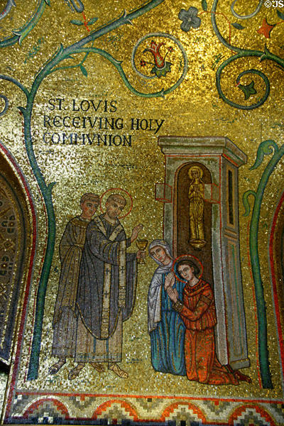 Saint Louis receiving holy communion mosaic at St Louis Cathedral. St Louis, MO.