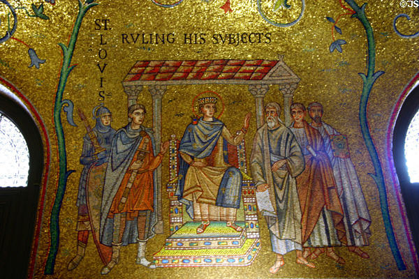 Saint Louis ruling his subjects mosaic at St Louis Cathedral. St Louis, MO.