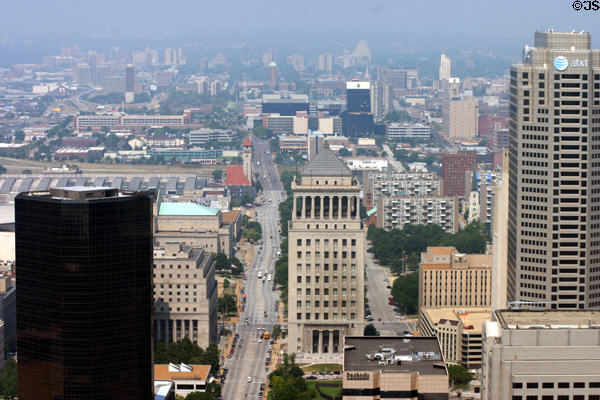 Bank of America Plaza, Civil Courts, & One AT&T Center from atop Gateway Arch. St Louis, MO.