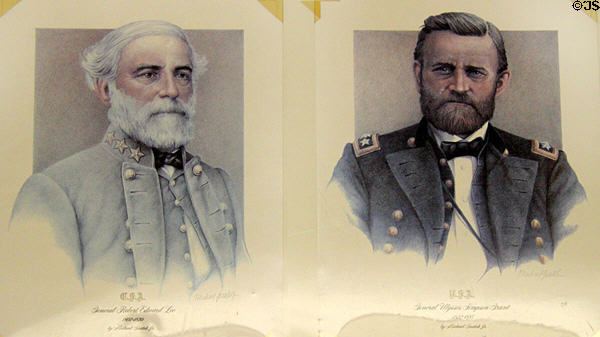 Portraits of Robert E. Lee & Ulysses S. Grant both of whom served at Jefferson Barracks. St. Louis, MO.