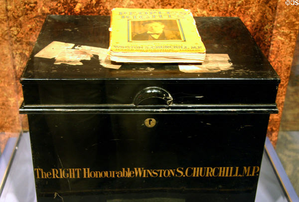 Deed box or dispatch case used by Winston Churchill during his early years in Parliament at his Memorial & Library at Westminster College. Fulton, MO.