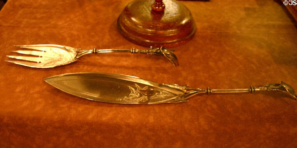 Fish Serving Set (1871) owned by Olivia Clemens at Mark Twain Museum. Hannibal, MO.