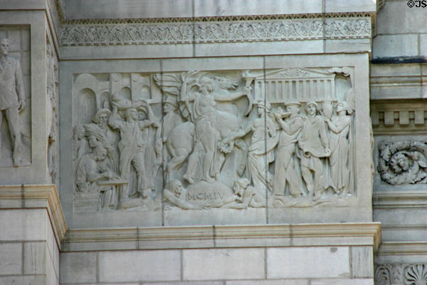 American expansion frieze relief by (1924) Alexander Stirling Calder on Missouri State Capitol. Jefferson City, MO.