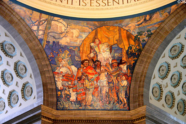 Pioneers dome mural by Frank Brangwyn at Missouri State Capitol. Jefferson City, MO.