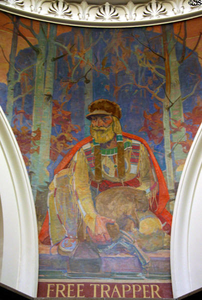 Free Trapper mural (c1917-28) by Allen Tupper True at Missouri State Capitol. Jefferson City, MO.