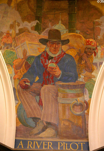 River Pilot mural (c1917-28) by Allen Tupper True at Missouri State Capitol. Jefferson City, MO.