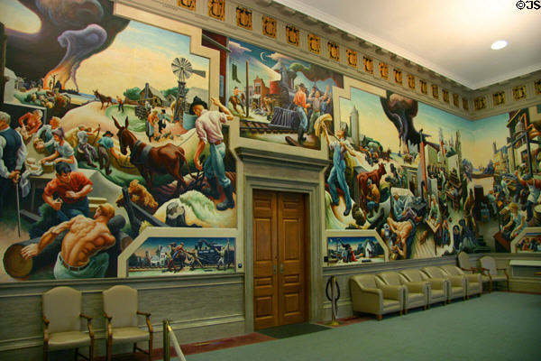 Farming & Politics wall of Social History of Missouri mural (1935) by Thomas Hart Benton at Missouri State Capitol. Jefferson City, MO.