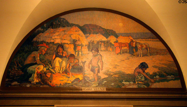 Osage Village mural (c1917-28) by Eanger Irving Couse at Missouri State Capitol. Jefferson City, MO.