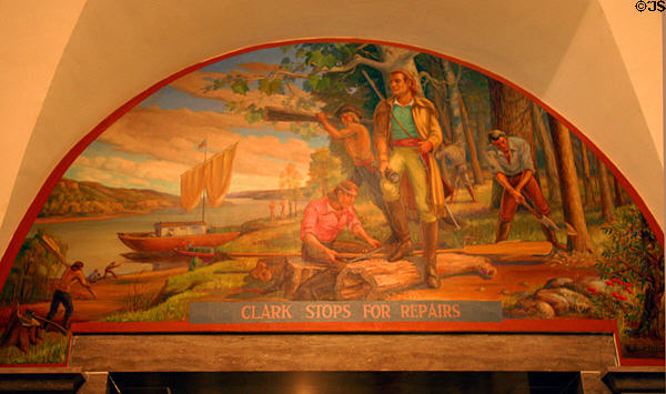 Clark Stops for Repairs mural at Missouri State Capitol. Jefferson City, MO.