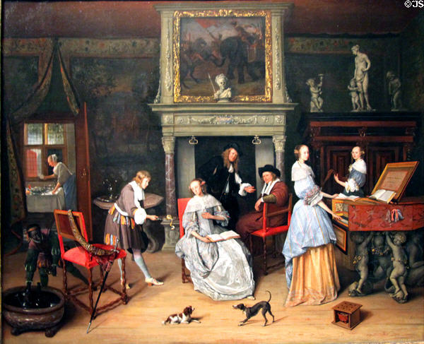 Fantasy Interior with Jan Steen & Family of Gerrit Schouten painting (c1659-60) by Jan Steen at Nelson-Atkins Museum. Kansas City, MO.