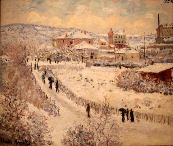 View of Argenteuil - Snow painting (1874-5) by Claude Monet at Nelson-Atkins Museum. Kansas City, MO.