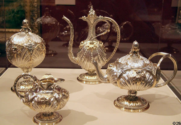 Silver & ivory tea & coffee service (1842-8) by Jean-Valentin Morel of Paris at Nelson-Atkins Museum. Kansas City, MO.