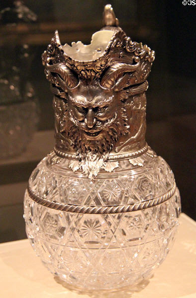 Glass & silver wine pitcher (1893) by Gorham Manuf. Co. of Rhode Island made for Chicago World's Columbian Exposition at Nelson-Atkins Museum. Kansas City, MO.