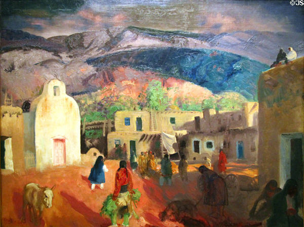 Pueblo Tesuque, No. 2 painting (1917) by George Wesley Bellows at Nelson-Atkins Museum. Kansas City, MO.