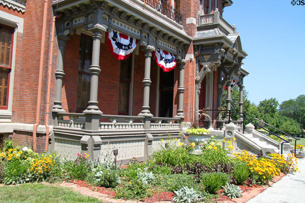 Front porch & garden of Vaile Mansion. Independence, MO.